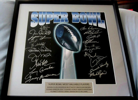 19 Super Bowl MVPs autographed lithograph framed Troy Aikman Terry Bradshaw Joe Montana - AutographsForSale.com
