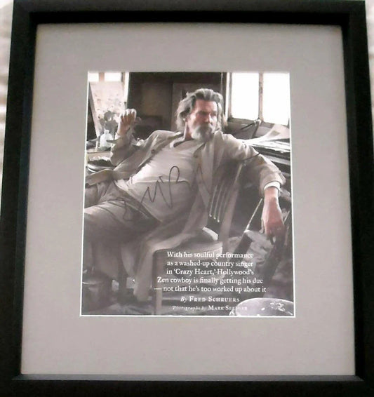 Jeff Bridges autographed magazine photo custom framed JSA - AutographsForSale.com