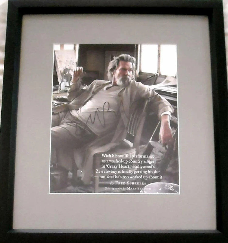 Jeff Bridges autographed magazine photo custom framed JSA - AutographsForSale.com