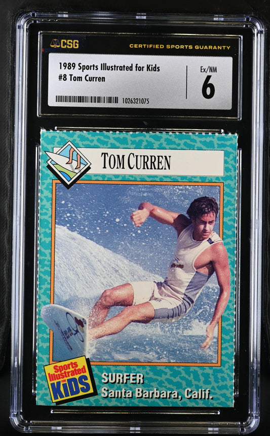 Tom Curren 1989 Sports Illustrated For Kids Surfing Rookie Card CSG Graded 6 ExMt - AutographsForSale.com