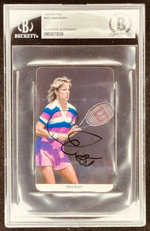 Chris Evert signed 1986 Fax Pax tennis card BAS certified - AutographsForSale.com