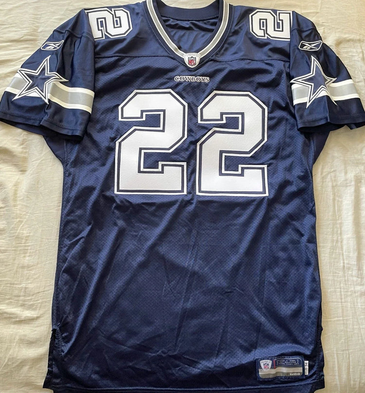 Emmitt Smith Dallas Cowboys 2002 last season Reebok game model blue jersey NEW - AutographsForSale.com
