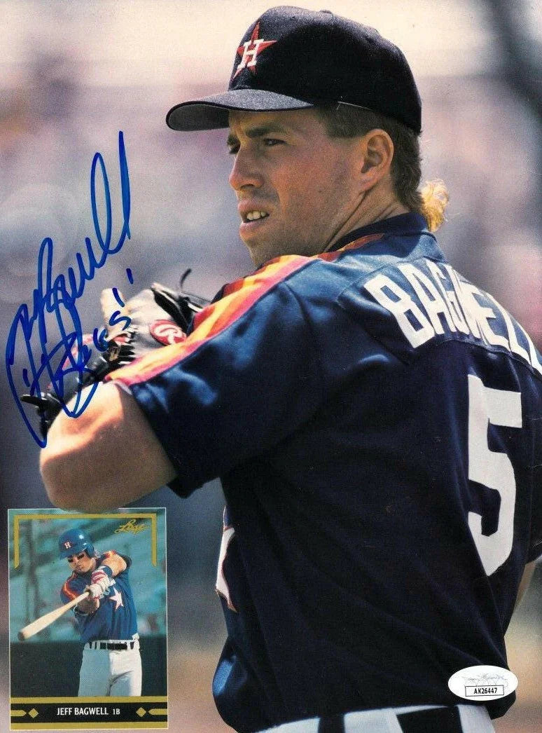 Jeff Bagwell signed Astros Beckett Baseball photo with Bags framed JSA - AutographsForSale.com
