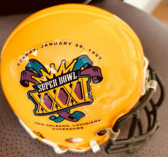 Brett Favre signed 3-Time NFL MVP Super Bowl 31 mini helmet JSA Packers - AutographsForSale.com