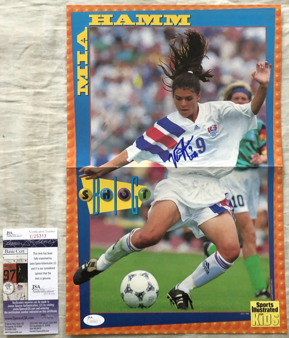 Mia Hamm signed US Soccer 1995 SI for Kids poster JSA 1999 USWNT - AutographsForSale.com