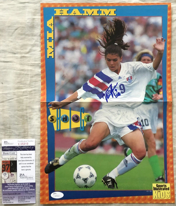 Mia Hamm signed US Soccer 1995 SI for Kids poster JSA 1999 USWNT - AutographsForSale.com