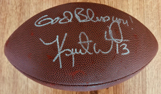 Kurt Warner autographed Wilson NFL football inscribed God Bless You! JSA St. Louis Rams - AutographsForSale.com