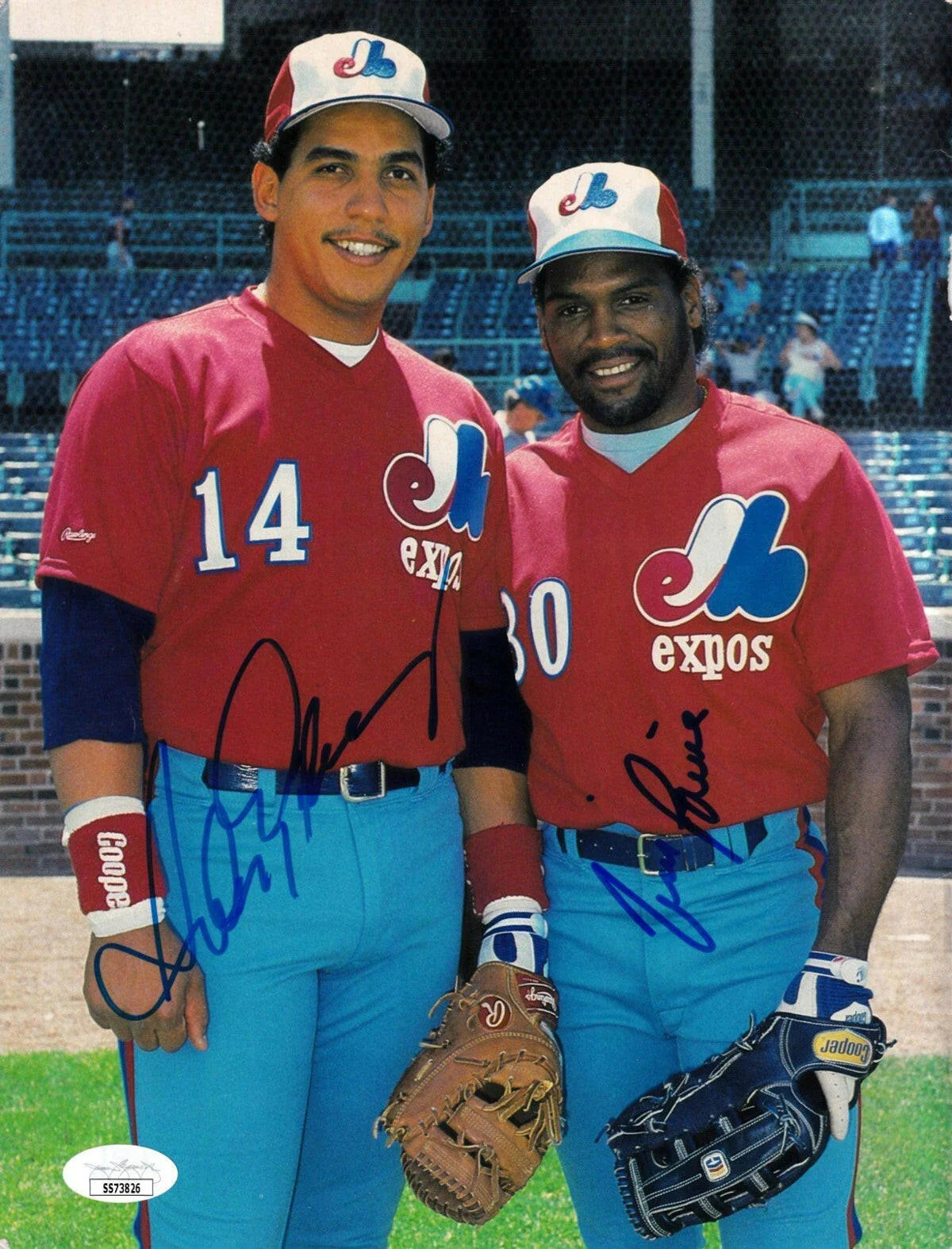 Andres Galarraga & Tim Raines signed Expos Beckett Baseball cover photo JSA - AutographsForSale.com