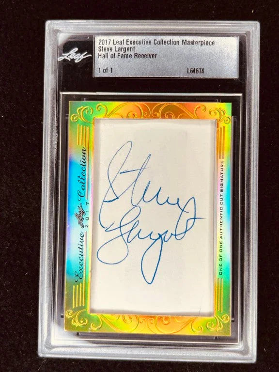Steve Largent 2017 Leaf Masterpiece Cut Signature certified signed card 1/1 Seahawks - AutographsForSale.com