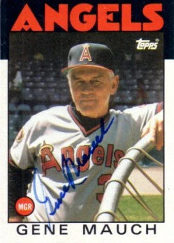 Gene Mauch autographed California Angels 1986 Topps card - AutographsForSale.com