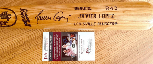 Javy Lopez autographed Atlanta Braves Louisville Slugger game model bat JSA - AutographsForSale.com