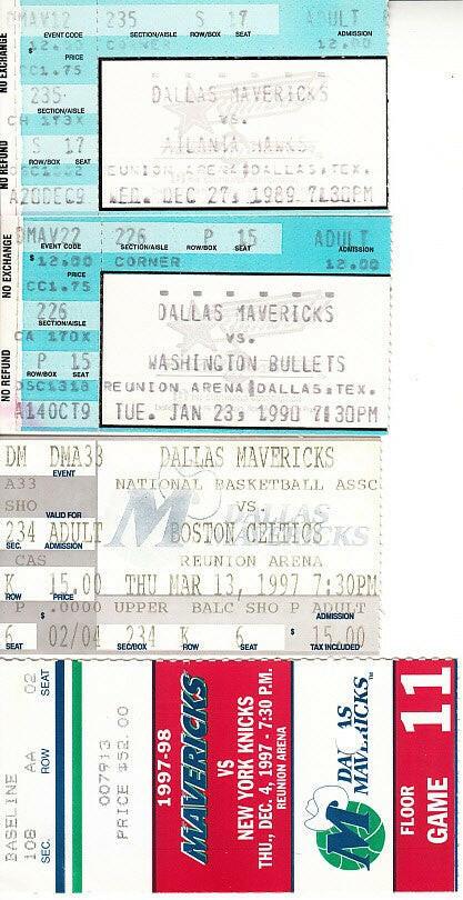 Dallas Mavericks 4 vintage home game ticket stubs - AutographsForSale.com