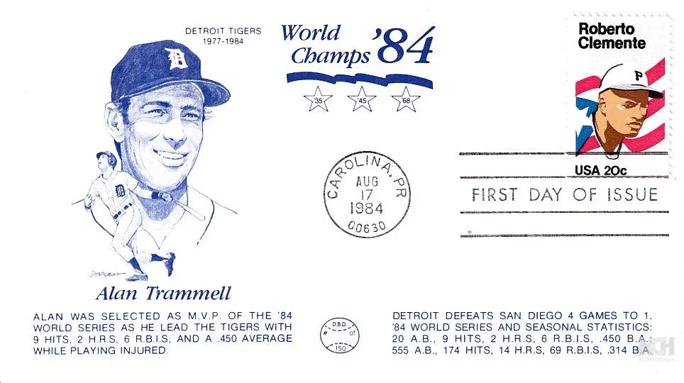 Alan Trammell Detroit Tigers 1984 World Series Champs 1st Day cover - AutographsForSale.com