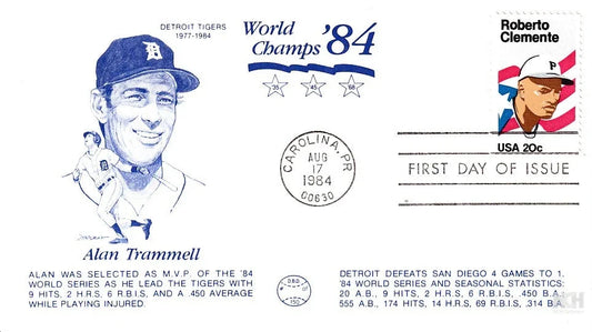 Alan Trammell Detroit Tigers 1984 World Series Champs 1st Day cover - AutographsForSale.com