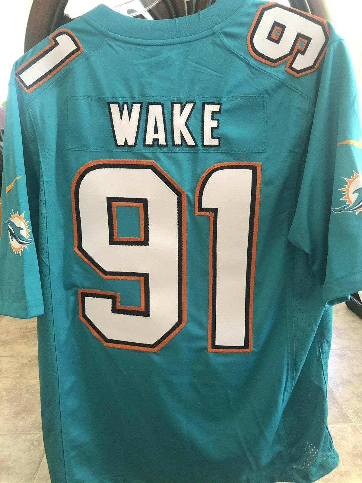 Cameron Wake Dolphins 2013 to 2017 Nike aqua jersey NEW - AutographsForSale.com