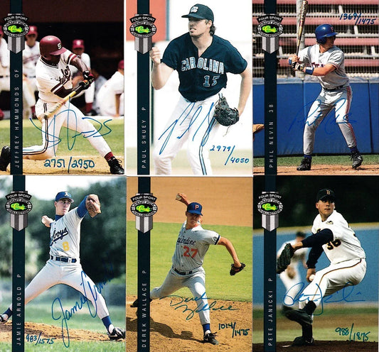 6 1992 Classic 4-Sport baseball certified signed cards Jeffrey Hammonds Phil Nevin Paul Shuey - AutographsForSale.com
