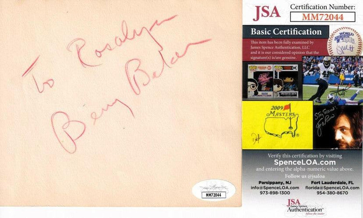 Benny Baker autographed autograph Album or book Page JSA - AutographsForSale.com