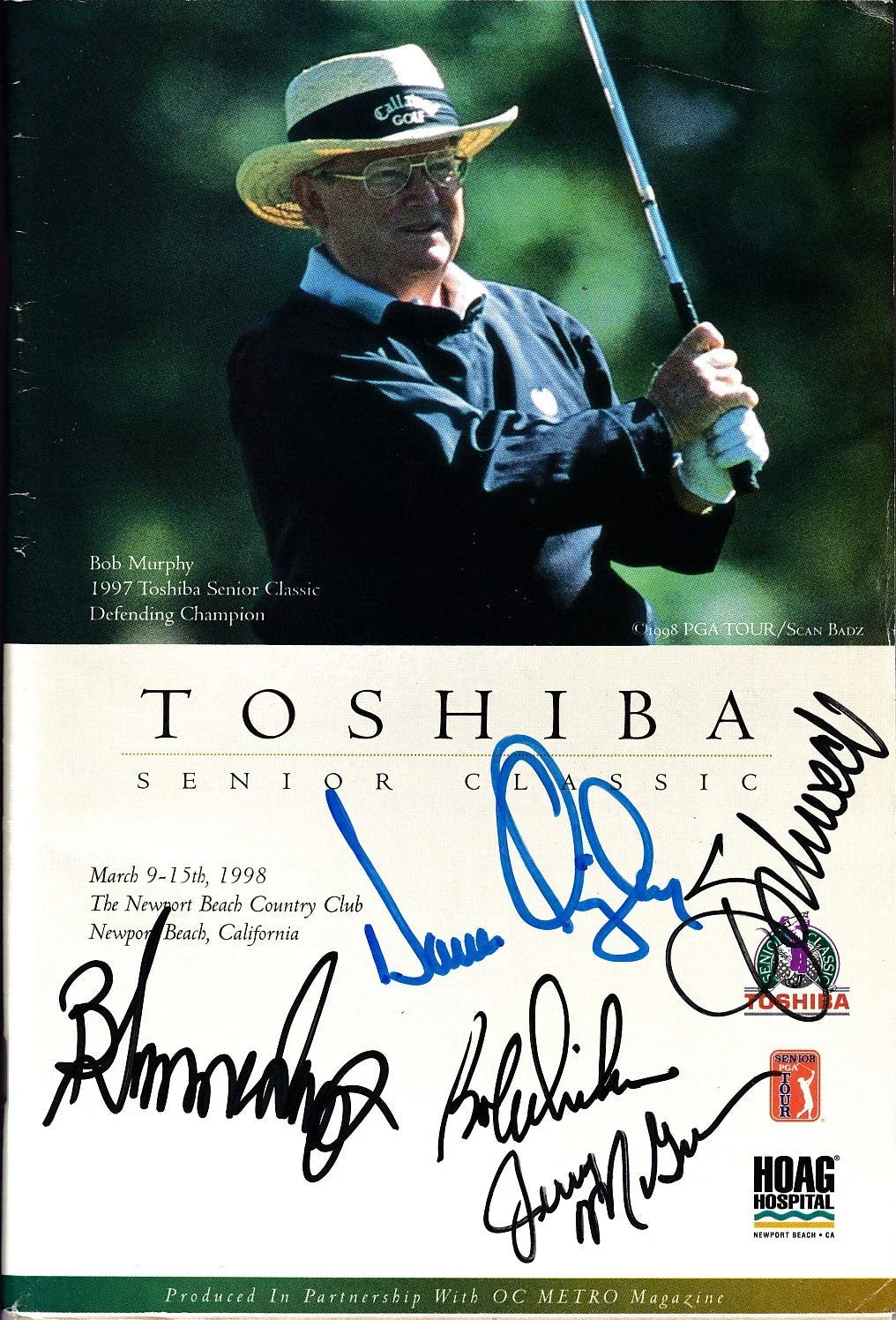 1998 Toshiba Senior Classic signed golf program Jerry McGee Dana Quigley - AutographsForSale.com