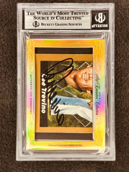 Jack Nicklaus & Lee Trevino 2014 Leaf Masterpiece Cut Signature certified signed golf card 1/1 JSA - AutographsForSale.com