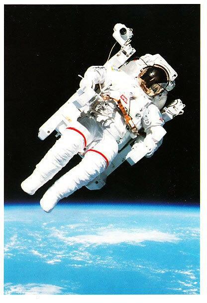 Bruce McCandless Space Shuttle Challenger 1st Untethered Spacewalk 1994 Nasa postcard - AutographsForSale.com