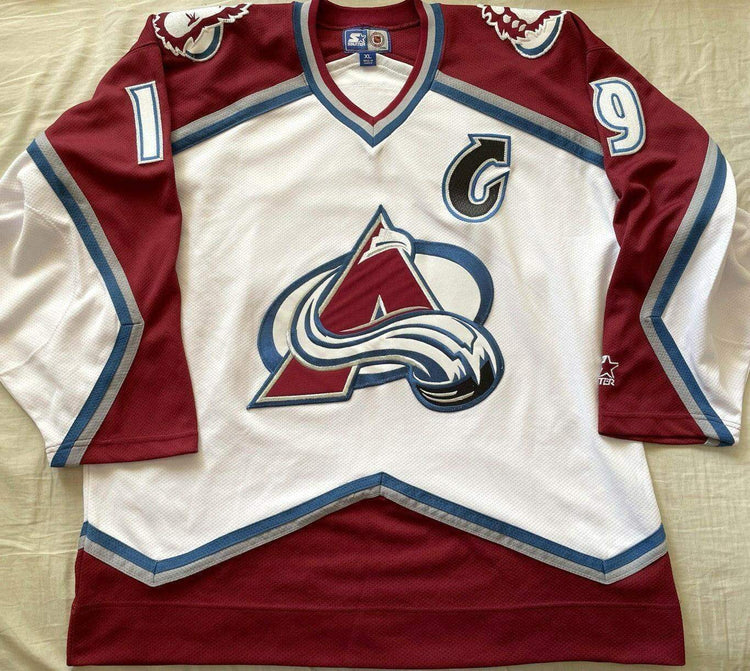 Joe Sakic Colorado Avalanche 1990s Starter white jersey - AutographsForSale.com