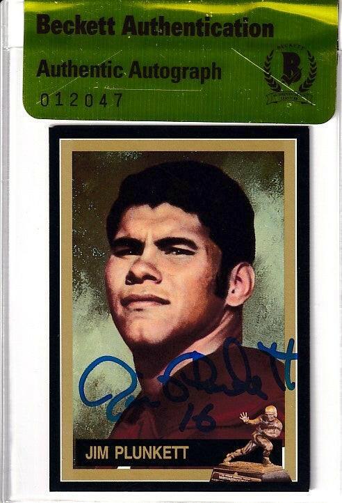Jim Plunkett Signed 1970 Heisman Winner card BAS certified - AutographsForSale.com