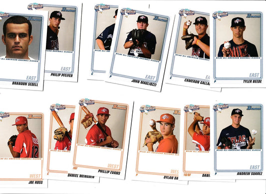 2010 AFLAC Bowman starter set of 8 Rookie Cards Tyler Beede Joe Ross - AutographsForSale.com