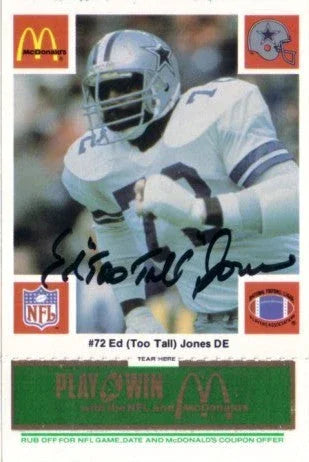 Michael Downs Ed Too Tall Jones Timmy Newsome signed 1986 Dallas Cowboys McDonald’s team set - AutographsForSale.com