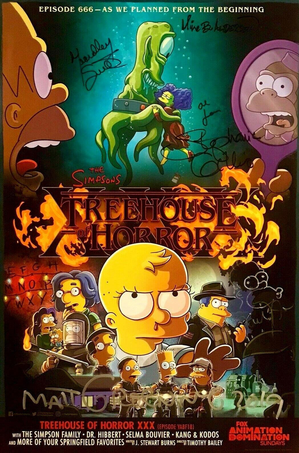 Simpsons signed & doodled 2019 SDCC poster (Matt Groening Yeardley Smith) JSA - AutographsForSale.com
