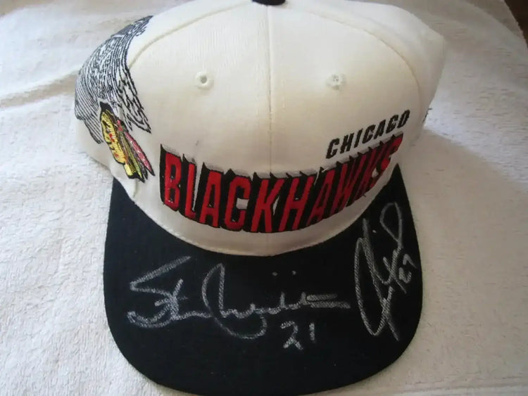 Stan Mikita & Jeremy Roenick signed Blackhawks cap JSA - AutographsForSale.com