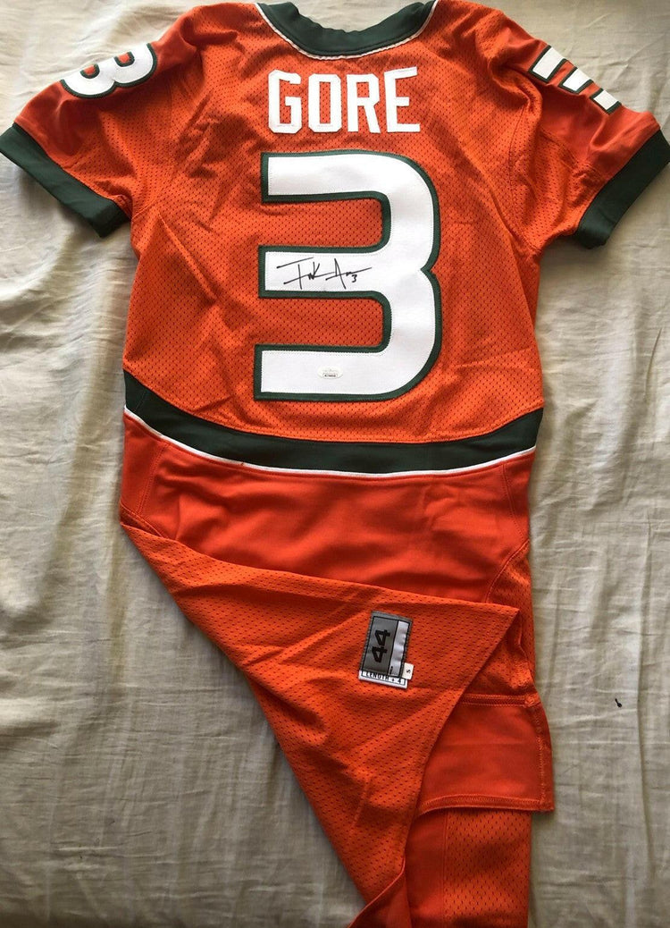 Frank Gore signed Miami Hurricanes 2004 Nike team issue orange jersey JSA - AutographsForSale.com