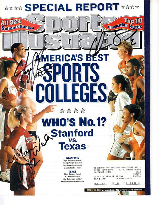 Teyo Johnson Chris Simms Marcia Wallis signed Stanford vs Texas 2002 Sports Illustrated magazine - AutographsForSale.com