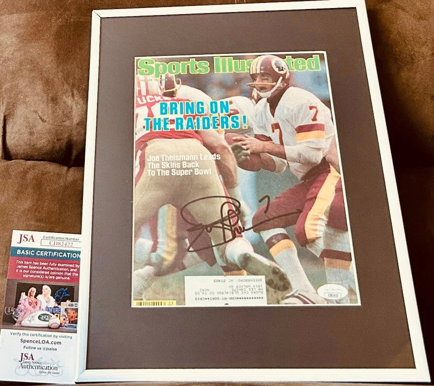 Joe Theismann signed Redskins 1984 Sports Illustrated cover framed JSA - AutographsForSale.com