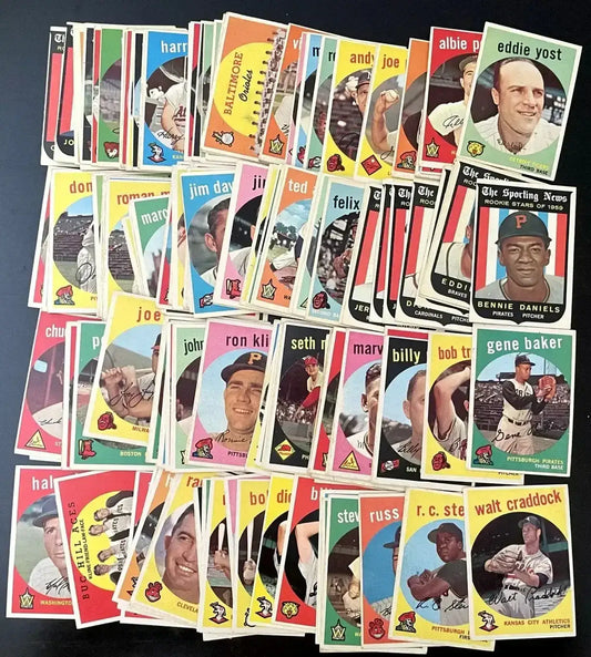 Starter set of 139 different 1959 Topps baseball cards VgEx to Ex - AutographsForSale.com