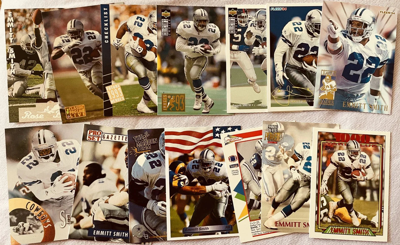 Emmitt Smith lot of 14 Dallas Cowboys 1990s cards including inserts and oddballs - AutographsForSale.com