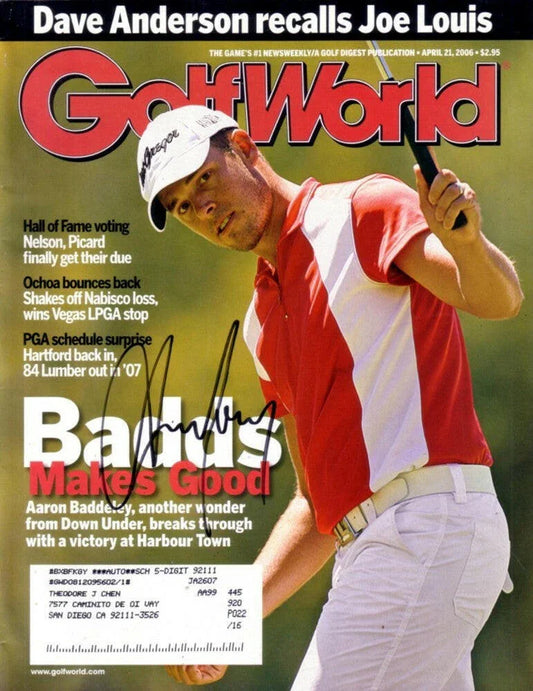 Aaron Baddeley autographed 2006 Golf World magazine - AutographsForSale.com