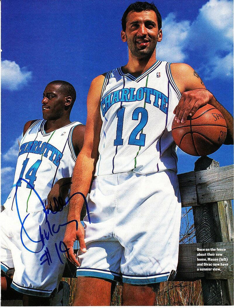 Anthony Mason signed Charlotte Hornets full page magazine photo - AutographsForSale.com