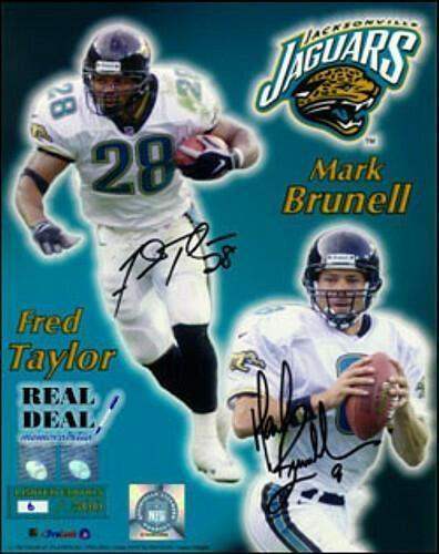 Fred Taylor & Mark Brunell signed Jacksonville Jaguars 16x20 photo Real Deal - AutographsForSale.com