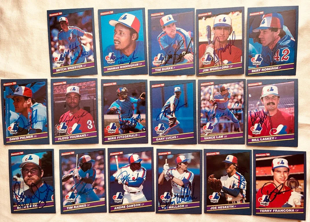17 autographed 1986 Donruss Montreal Expos cards Andre Dawson Tim Raines Tim Wallach - AutographsForSale.com