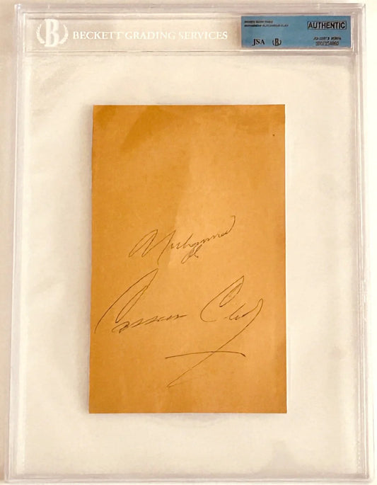 Muhammad Ali Cassius Clay dual signed book page BGS slab JSA LOA - AutographsForSale.com