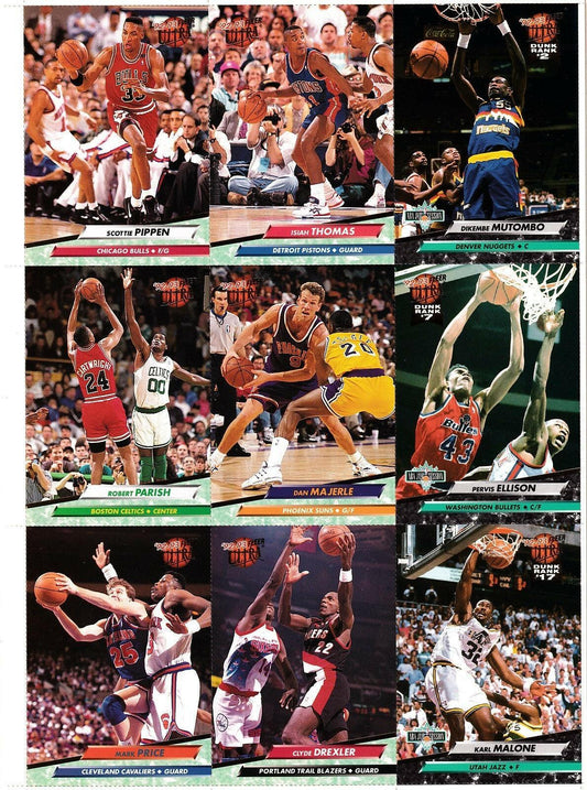 1992 NBA Inside Stuff magazine Ultra card sheet Clyde Drexler Karl Malone Scottie Pippen - AutographsForSale.com