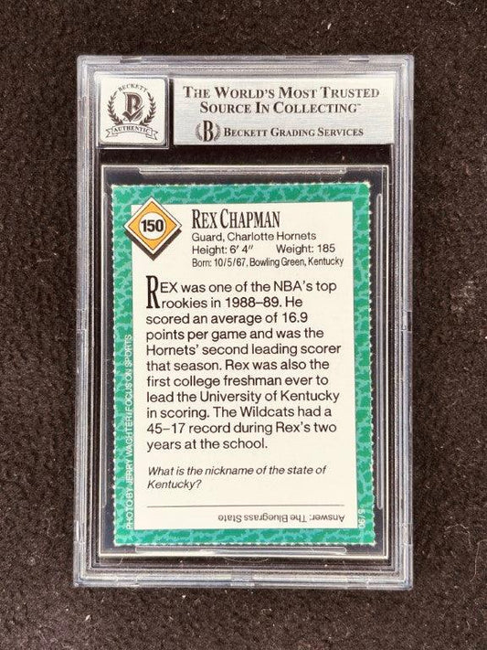 Rex Chapman signed Charlotte Hornets 1990 SI for Kids card BAS certified grade 10 - AutographsForSale.com