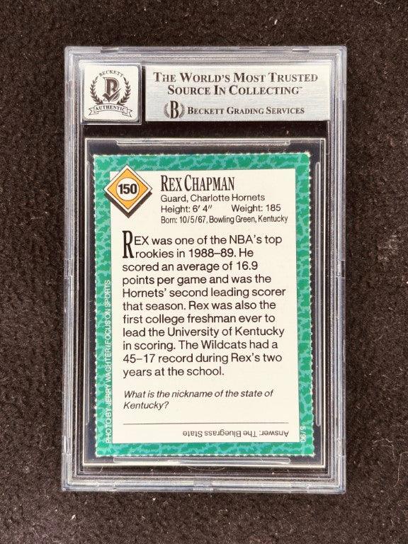 Rex Chapman signed Charlotte Hornets 1990 SI for Kids card BAS certified grade 10 - AutographsForSale.com