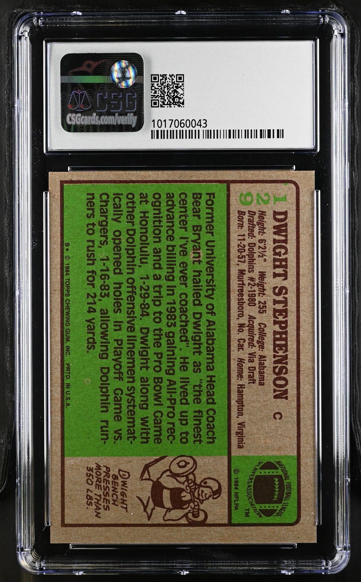 Dwight Stephenson Dolphins 1984 Topps RC 129 CSG 7.5 - AutographsForSale.com