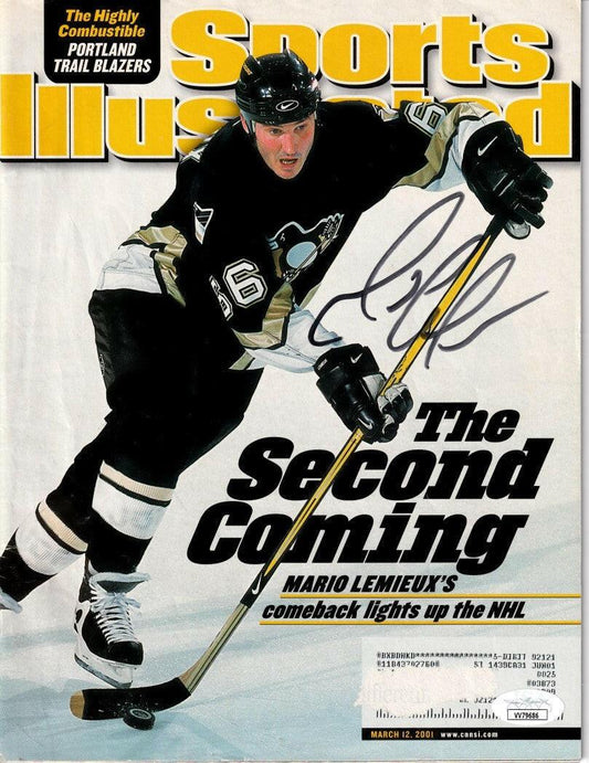 Mario Lemieux signed Penguins 2001 Sports Illustrated magazine JSA - AutographsForSale.com