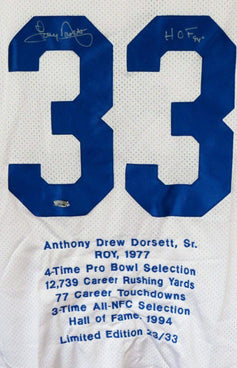 Tony Dorsett signed Dallas Cowboys Career Highlights jersey TriStar - AutographsForSale.com