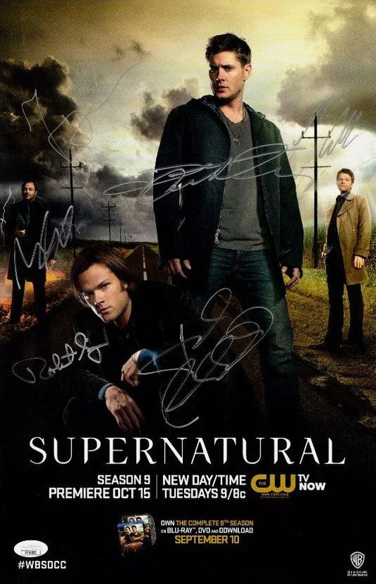 Supernatural cast signed 2013 SDCC poster Jensen Ackles Jared Padalecki JSA - AutographsForSale.com