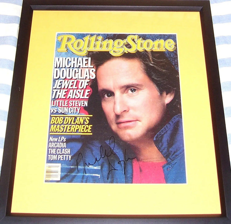 Michael Douglas signed 1986 Rolling Stone cover framed JSA - AutographsForSale.com