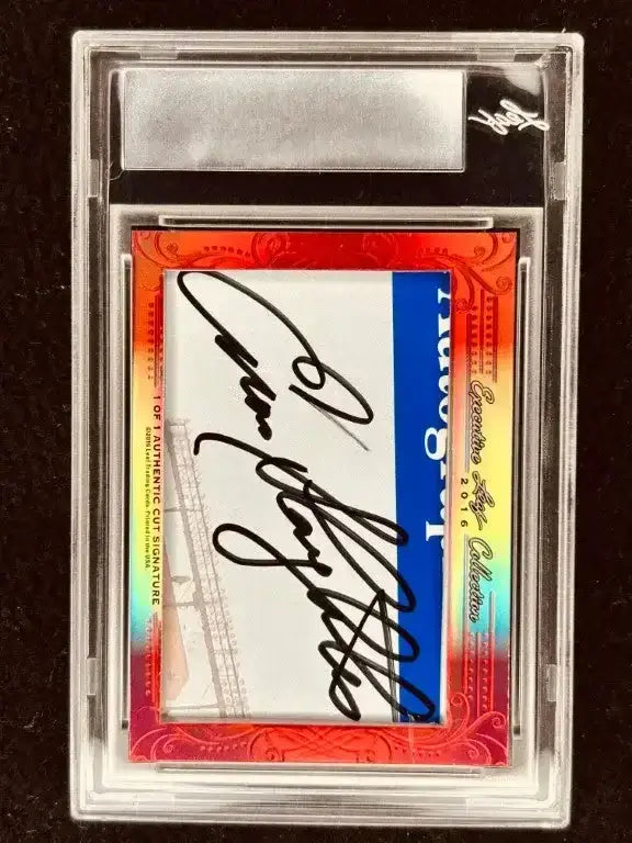 Stan Musial & Enos Slaughter 2016 Leaf Masterpiece Cut Signature certified signed card 1/1 JSA St Louis Cardinals - AutographsForSale.com