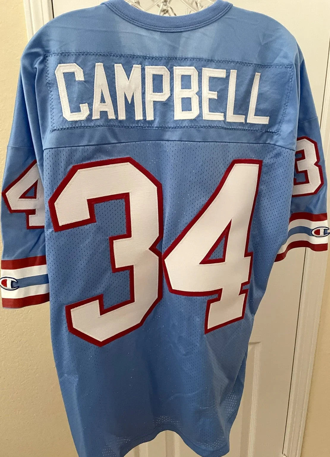 Earl Campbell Houston Oilers 1980s Champion stitched XL blue jersey - AutographsForSale.com